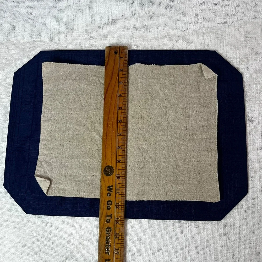Vintage Placemat Navy Beige Rustic Cotton 8-Piece Set Cottagecore Rustic Kitchen